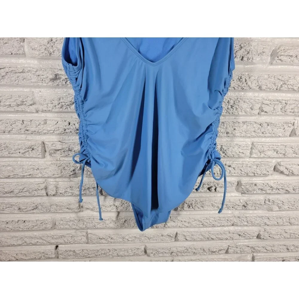 Time and Tru Womens One Piece Swimsuit XL Blue Spaghetti Strap Bathing BLU197E